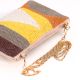 Geometric Beaded Evening Clutch Purse with Gold Chain Strap