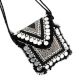 Black And White Heavy Hand Embroidery Foldover Cluch Bag With Coins