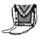 Black And White Heavy Hand Embroidery Foldover Cluch Bag With Coins