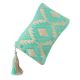 Blue Embroidered ZipTop Jaquard Lurex Zip Top Clutch Bag