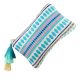 Hand Embroidered Blue ZipTop Jaquard Lurex Zip Top Clutch Bag