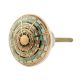 Emerald Hue Golden Pattern Ceramic Dresser Knobs