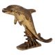 Handmade Brown Brass Dolphin Jumping Waves Statues Paperweight