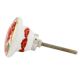Red Poppy Flower Golden Ceramic Cabinet Knobs