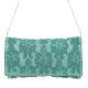 Handcrafted Beaded Evening Clutch Purse with Silver Chain Strap