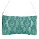 Handcrafted Beaded Evening Clutch Purse with Silver Chain Strap
