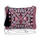 Boho Embroidered Evening Clutch Purse with Silver Chain Strap