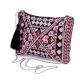 Boho Embroidered Evening Clutch Purse with Silver Chain Strap