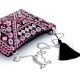 Boho Embroidered Evening Clutch Purse with Silver Chain Strap