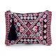 Boho Embroidered Evening Clutch Purse with Silver Chain Strap