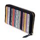 Boho Striped Zip Around Wallet with Card Slots & Coin Pocket