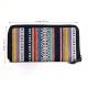 Boho Striped Zip Around Wallet with Card Slots & Coin Pocket