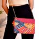 Handmade Multicolored Big Leaf Beaded Cotton Sling Bag