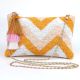 Chevron Beaded Crossbody Zipper Sling Bag