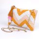 Chevron Beaded Crossbody Zipper Sling Bag