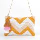 Chevron Beaded Crossbody Zipper Sling Bag