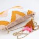 Chevron Beaded Crossbody Zipper Sling Bag