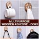 Wooden Self Adhesive Brown Hooks