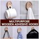 Wooden Brown White Adhesive Hanging Hook