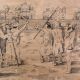 Vintage Sketch of War Fight for Home and Office Decoration