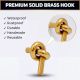 Solid Golden Knot Brass Wall Hooks-Pack of 3
