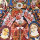 Handmade Bengal Pattachitra Natural Colors Painting of Goddess Durga on Cloth by Artist Sahajan Chitrakar