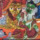 Handmade Bengal Pattachitra Natural Colors Painting of Goddess Durga on Cloth by Artist Sahajan Chitrakar
