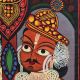 Handmade Bengal Pattachitra Natural Colors Painting of Goddess Durga on Cloth by Artist Sahajan Chitrakar