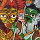 Handmade Bengal Pattachitra Natural Colors Painting of Goddess Durga on Cloth by Artist Sahajan Chitrakar