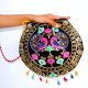 Cotton and Beads Embroidered Handbag with Colorful Tassels