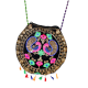 Cotton and Beads Embroidered Handbag with Colorful Tassels