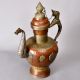 Engraved Beautiful Copper and White Metal Kettle for Decoration