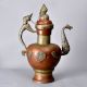 Engraved Beautiful Copper and White Metal Kettle for Decoration