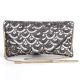 Silver Cascade Sequin Hand Embroidered Sling Bag with Gold Chain Strap