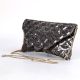 Silver Cascade Sequin Hand Embroidered Sling Bag with Gold Chain Strap