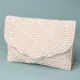 Ivory Gleam Scalloped Pearl Clutch with Elegant Chain Strap