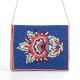Blue Beaded Dragon Embroidered Sling Bag with Chain