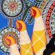Kalighat Pattachitra Painting Cloth Artwork of Goddess Durga for Wall Decor