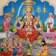 Vintage Calendar Art Painting of Goddess with Devotees
