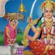Vintage Calendar Art Painting of Goddess with Devotees