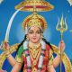 Vintage Calendar Art Painting of Goddess with Devotees