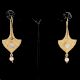Brass 22k Gold Plated Fan Shaped Dangle Earrings with Mother of Pearl Gemstone