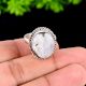 Handmade Brass Oxidized Ring with Rainbow Moonstone for Women