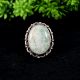 Handmade Brass Oxidized Ring with Amazonite Gemstone for Women