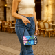 Luxury Handmade Colorful Beaded Shoulder Bag Geometric Abstract Pattern Purse