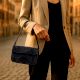 Luxury Handmade Beaded Shoulder Bag Black Geometric Pattern