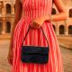 Luxury Handmade Beaded Shoulder Bag Black Geometric Pattern