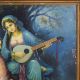 Vintage Hardboard Painting of Persian Poet Umar Khayyam with Original Frame
