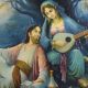 Vintage Hardboard Painting of Persian Poet Umar Khayyam with Original Frame