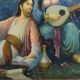 Vintage Hardboard Painting of Persian Poet Umar Khayyam with Original Frame